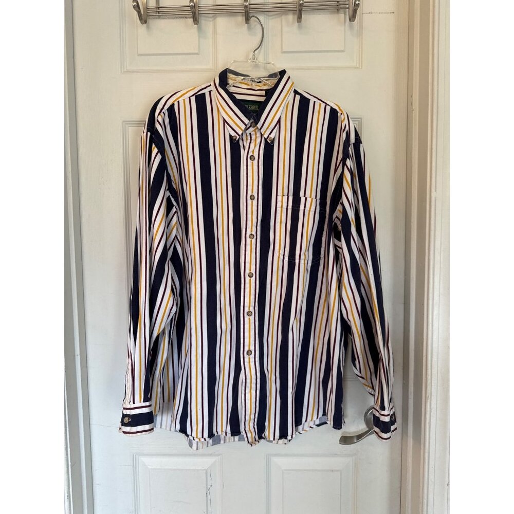Vintage 90's Saddlebred Vertical Stripped Long Sleeve Button Down Shirt Men's XL - Picture 1 of 4